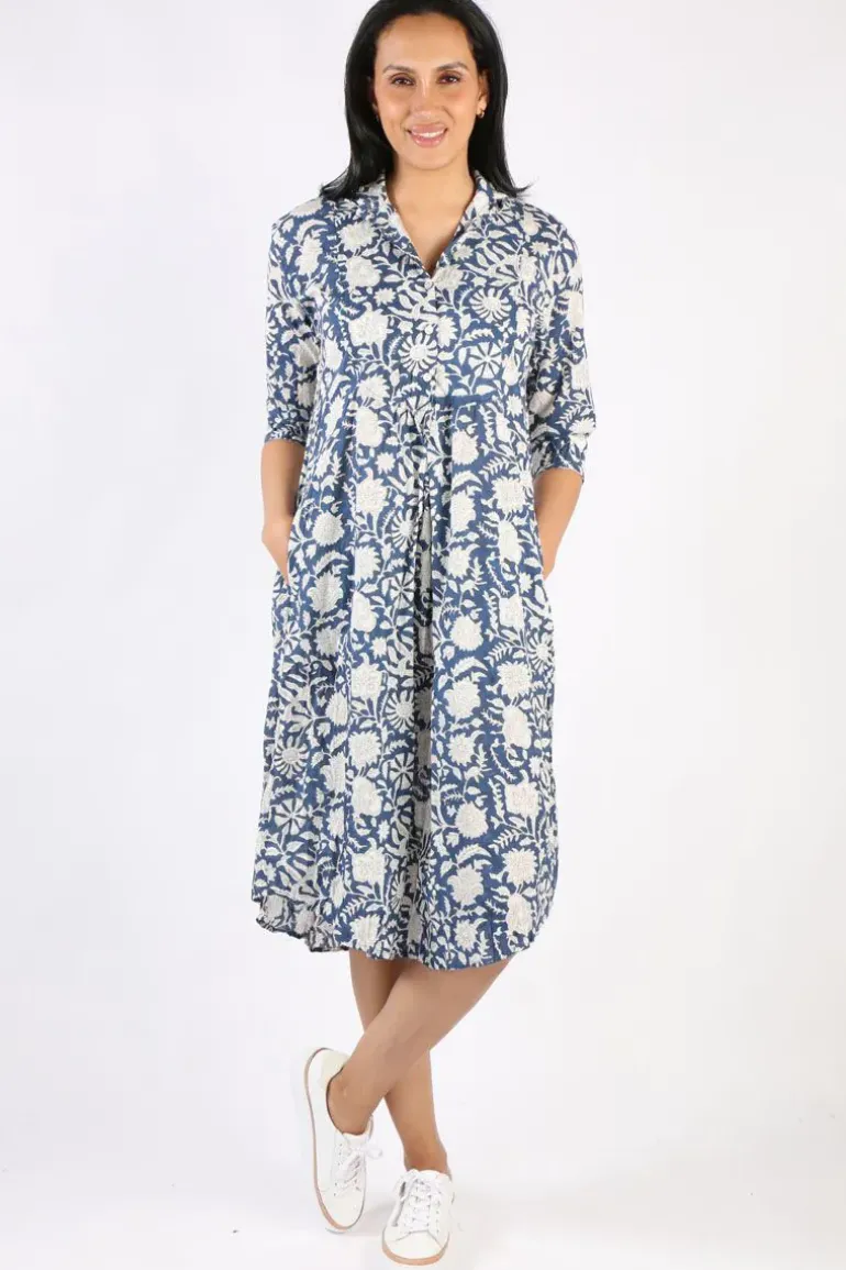Mandalay Emily Shirtdress In Indigo