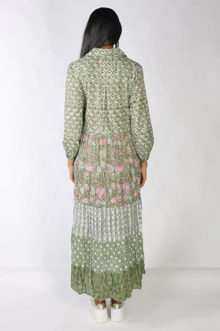 Mandalay Flower Power Shirt Dress In Forest