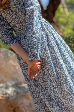 Mandalay Madame Pellier Maxi Shirtdress In Indigo