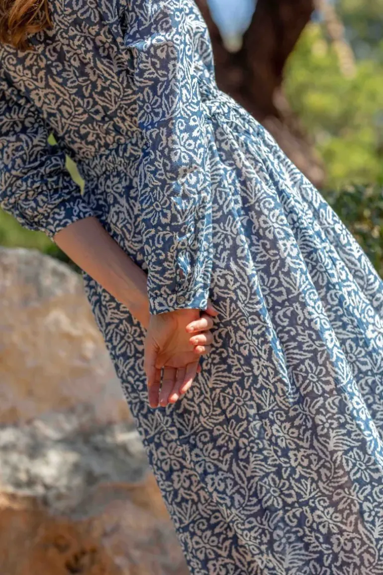 Mandalay Madame Pellier Maxi Shirtdress In Indigo