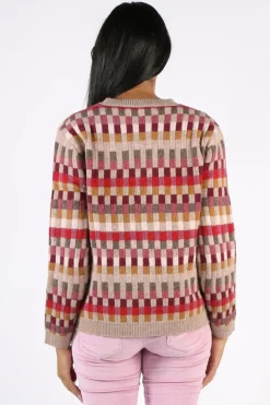 Mansted Saami Intarsia Check Cardigan In Oat