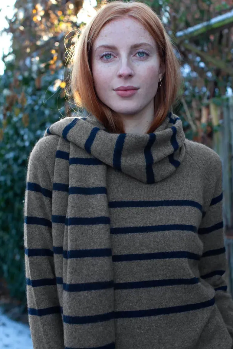 Mansted Stripe Zi Scarf In Mushroom
