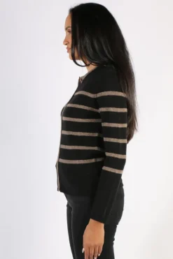 Mansted Zigge Stripe Cardigan In Black
