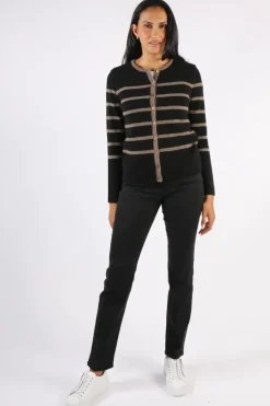 Mansted Zigge Stripe Cardigan In Black