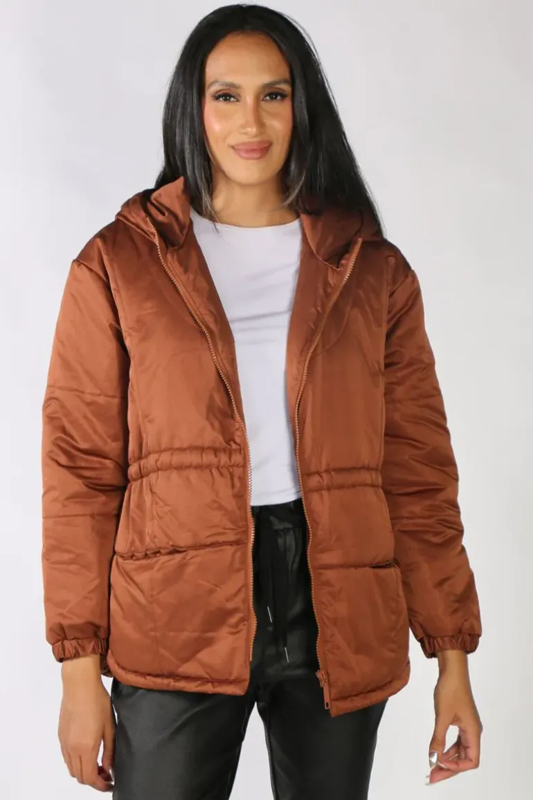 Marco Polo Puffer Coat In Tan