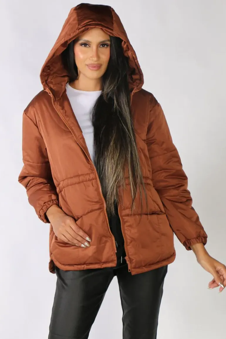 Marco Polo Puffer Coat In Tan
