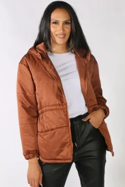 Marco Polo Puffer Coat In Tan