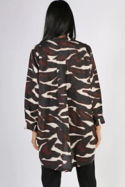 Masai Gnoa Printed Tunic Top In Coffee