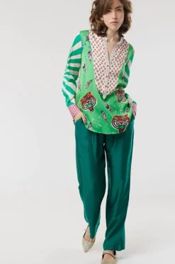 Me369 Gabriella Bib Front Shirt In Graffiti Print