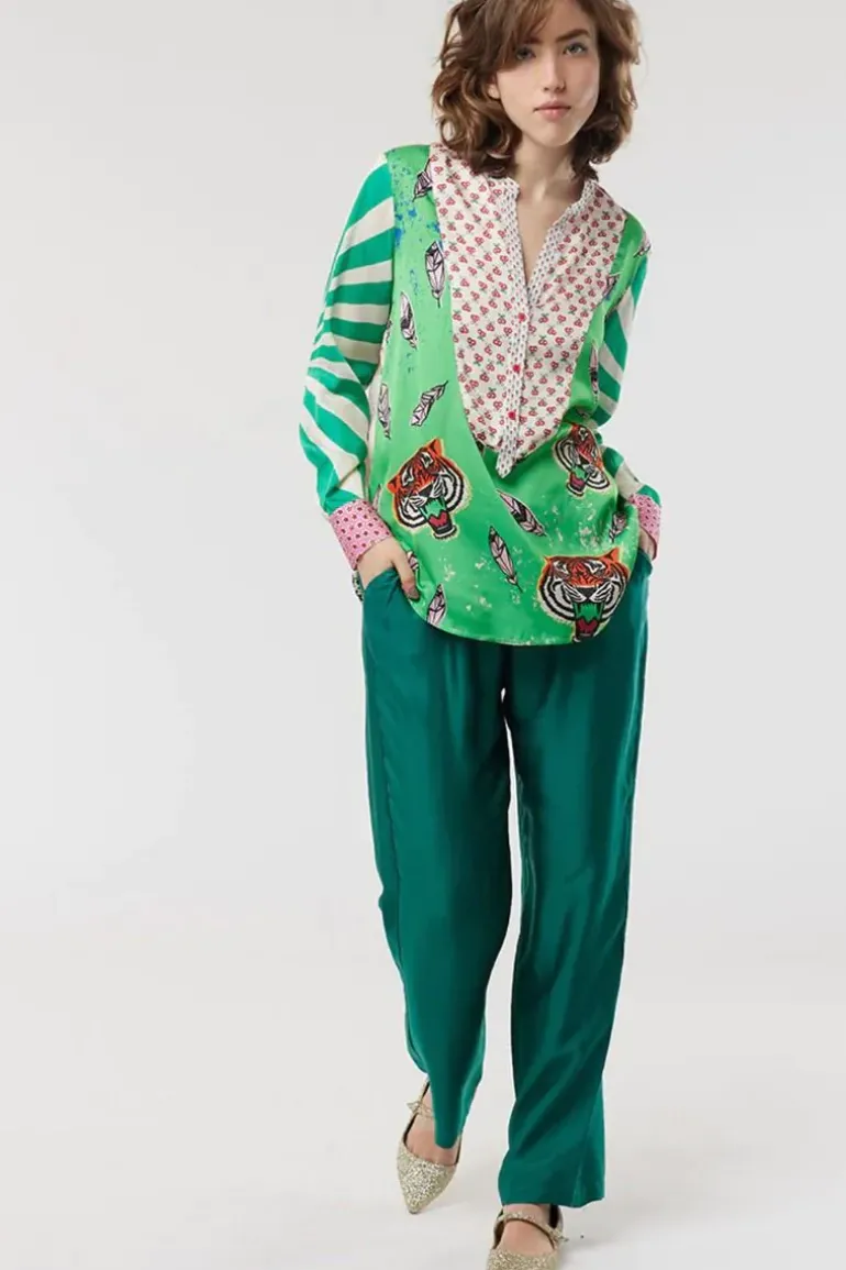 Me369 Gabriella Bib Front Shirt In Graffiti Print