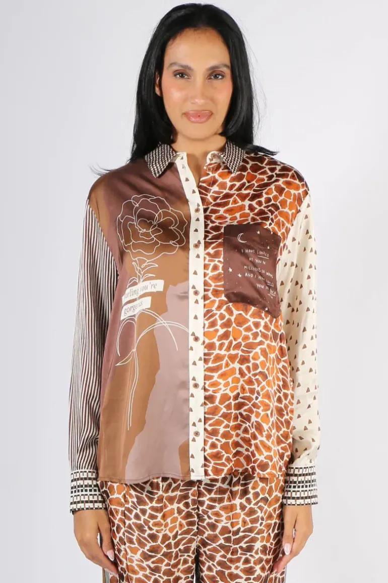 Me369 Isabel Shirt In Chocolate Print