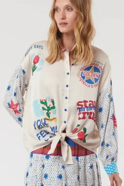 Me369 Sofia Shirt In Chocolate Print