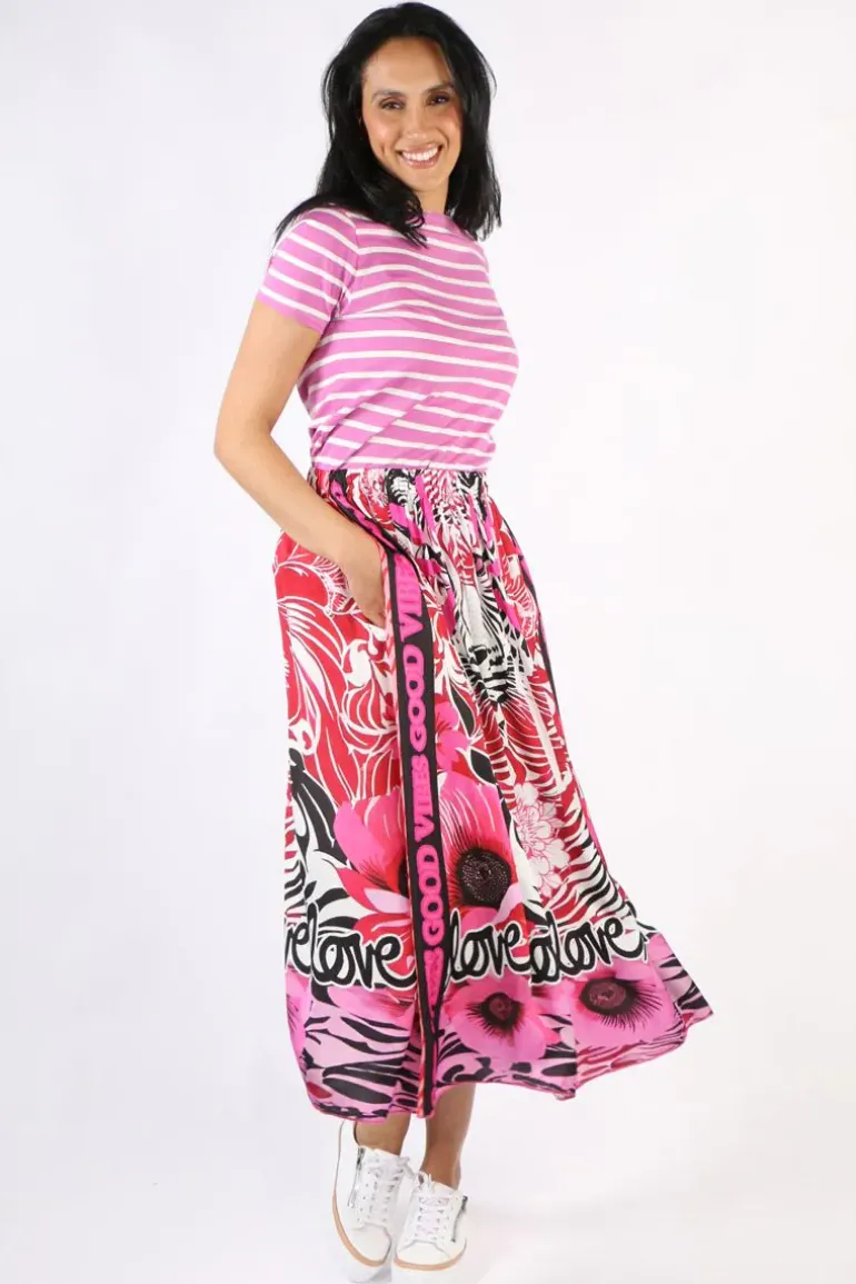 Miss Goodlife Good Vibes Skirt In Pink