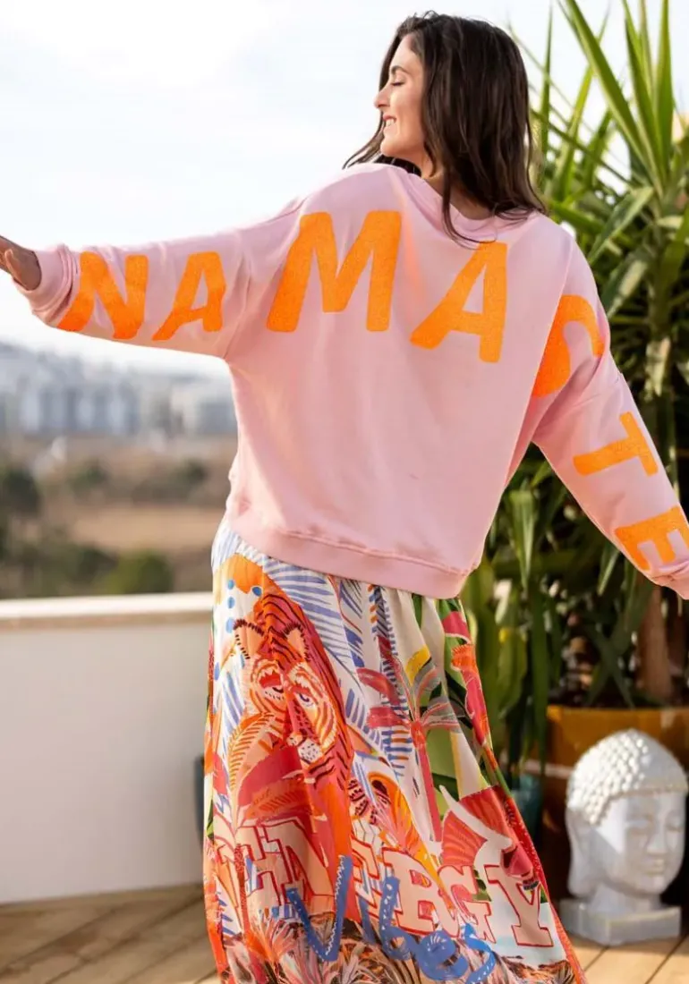 Miss Goodlife Namaste Sweat Top In Rose