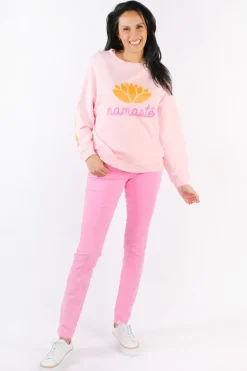 Miss Goodlife Namaste Sweat Top In Rose