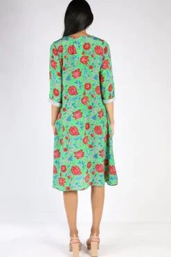 Monica Floral Dress In Green By Anupamaa