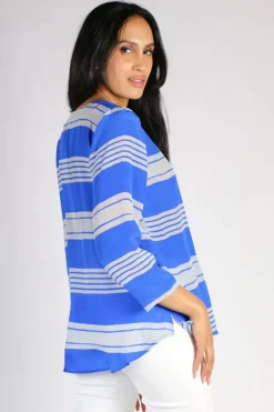 Monica Stripe Top In Blue By Anupamaa