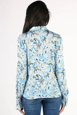 Mos Mosh Blue Aster Viva Ruffle Shirt In Print