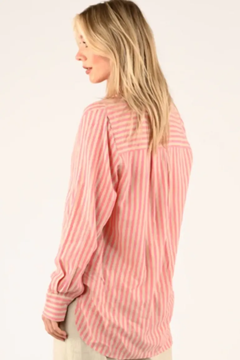 Mos Mosh Elinda Striped Shirt In Rose