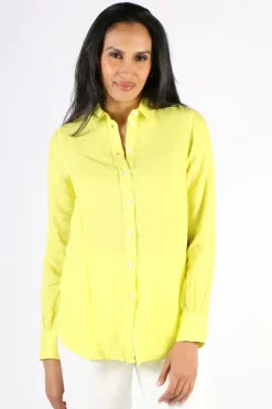 Mos Mosh Kali Linen Shirt In Chartreuse
