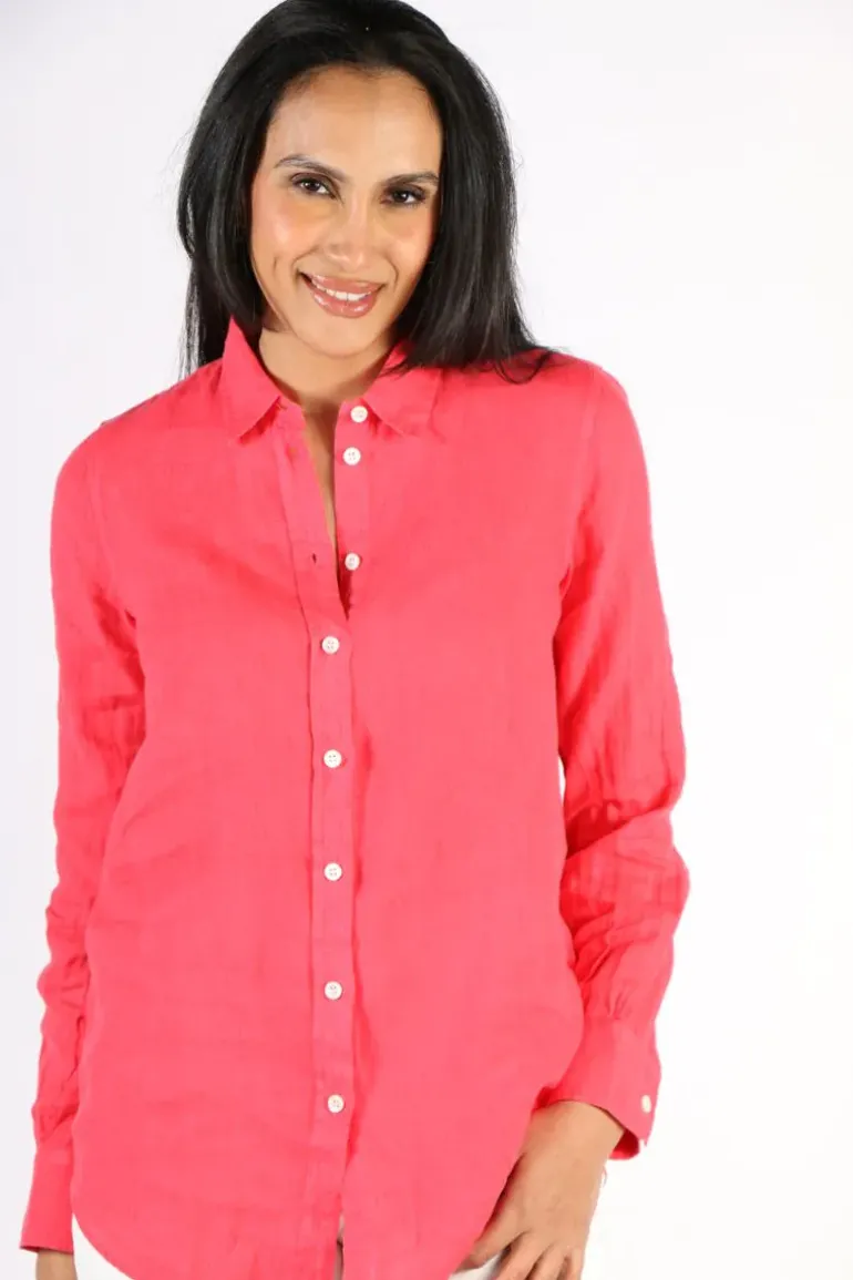 Mos Mosh Kali Linen Shirt In Berry