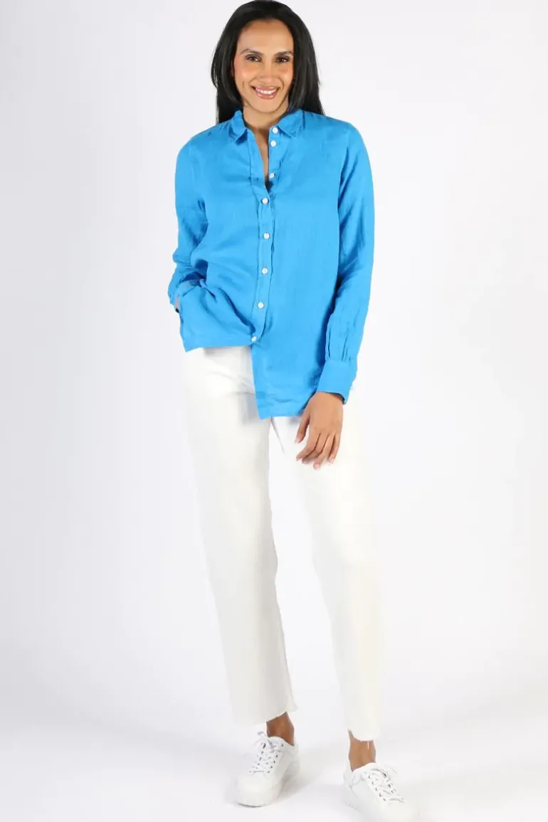 Mos Mosh Kali Linen Shirt In Regatta