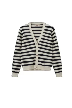 Mos Mosh Kisana Stripe Cardi In Ecru