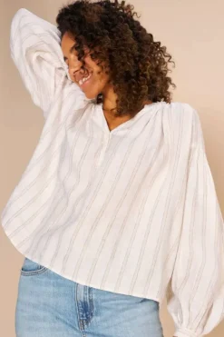 Mos Mosh Safi Striped Shirt In Ecru