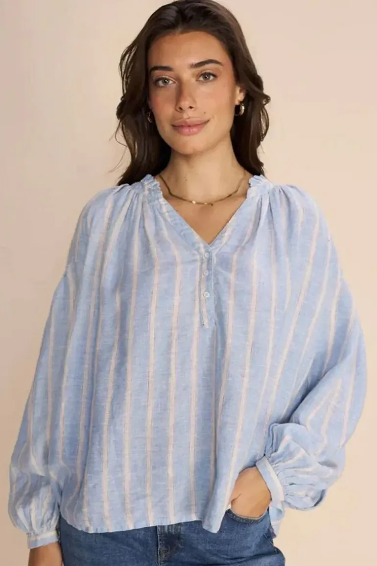 Mos Mosh Safi Striped Shirt In Blue