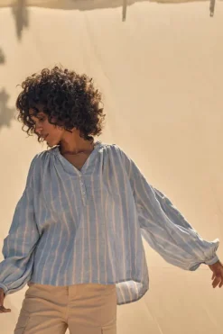 Mos Mosh Safi Striped Shirt In Blue