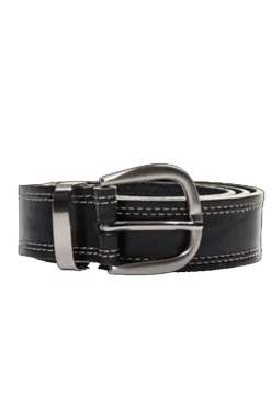 Mos Mosh Stitch Leather Belt In Black