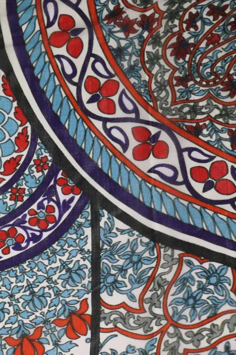 Namaskar Floral Silk Wrap In Navy