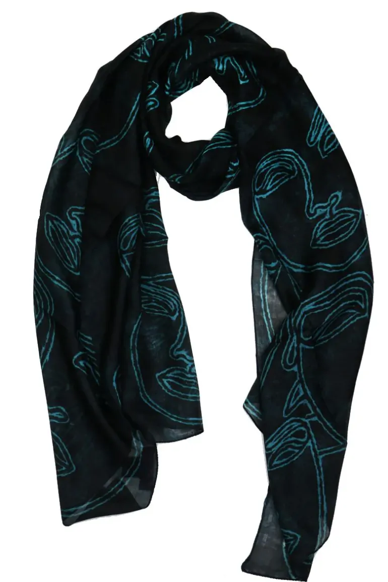 Namaskar Silk Scarf In Blue