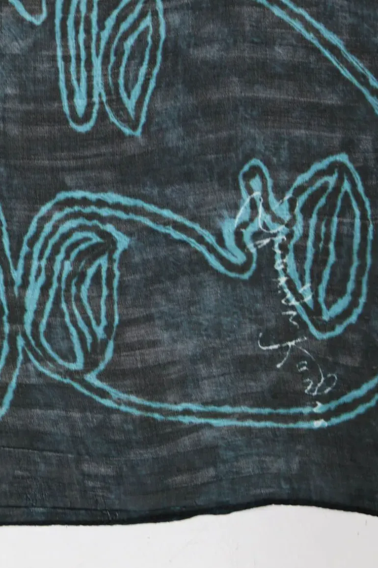 Namaskar Silk Scarf In Blue