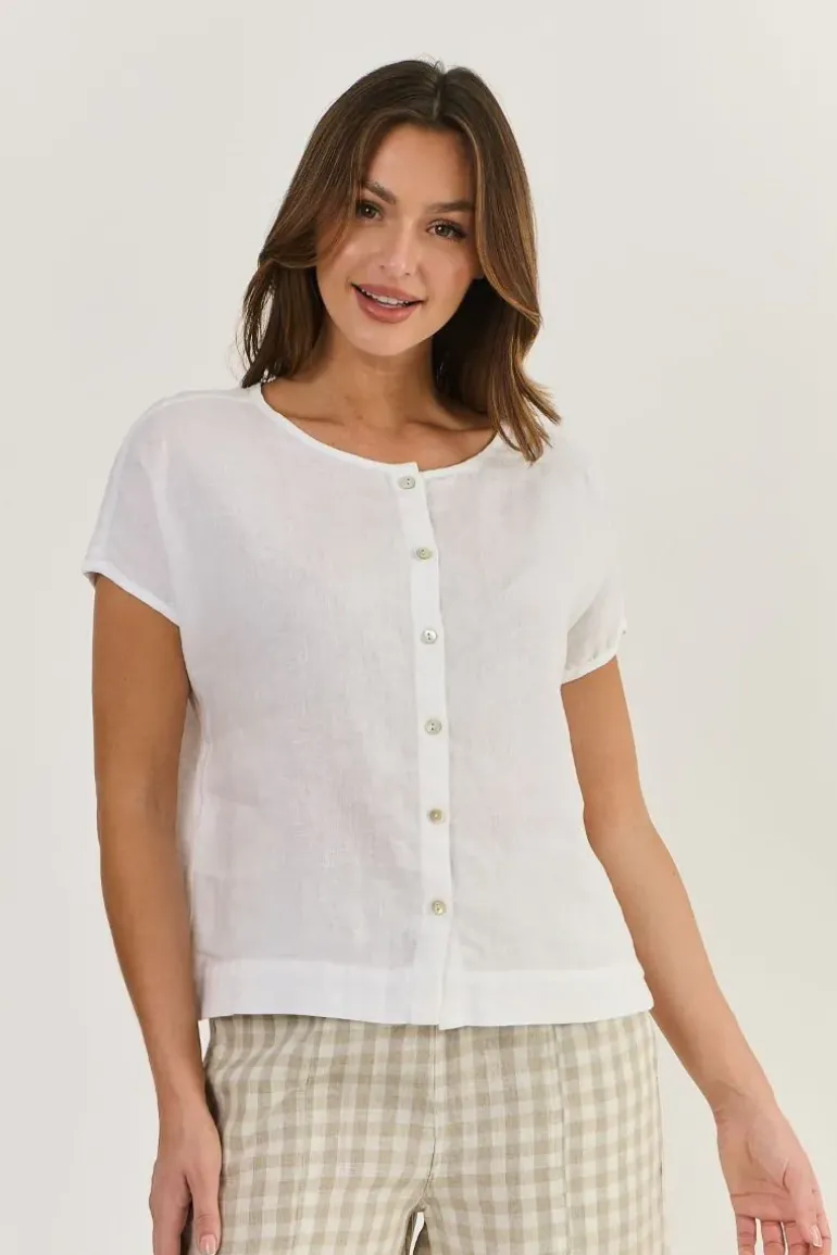 Naturals Cap Sleeve Top In White