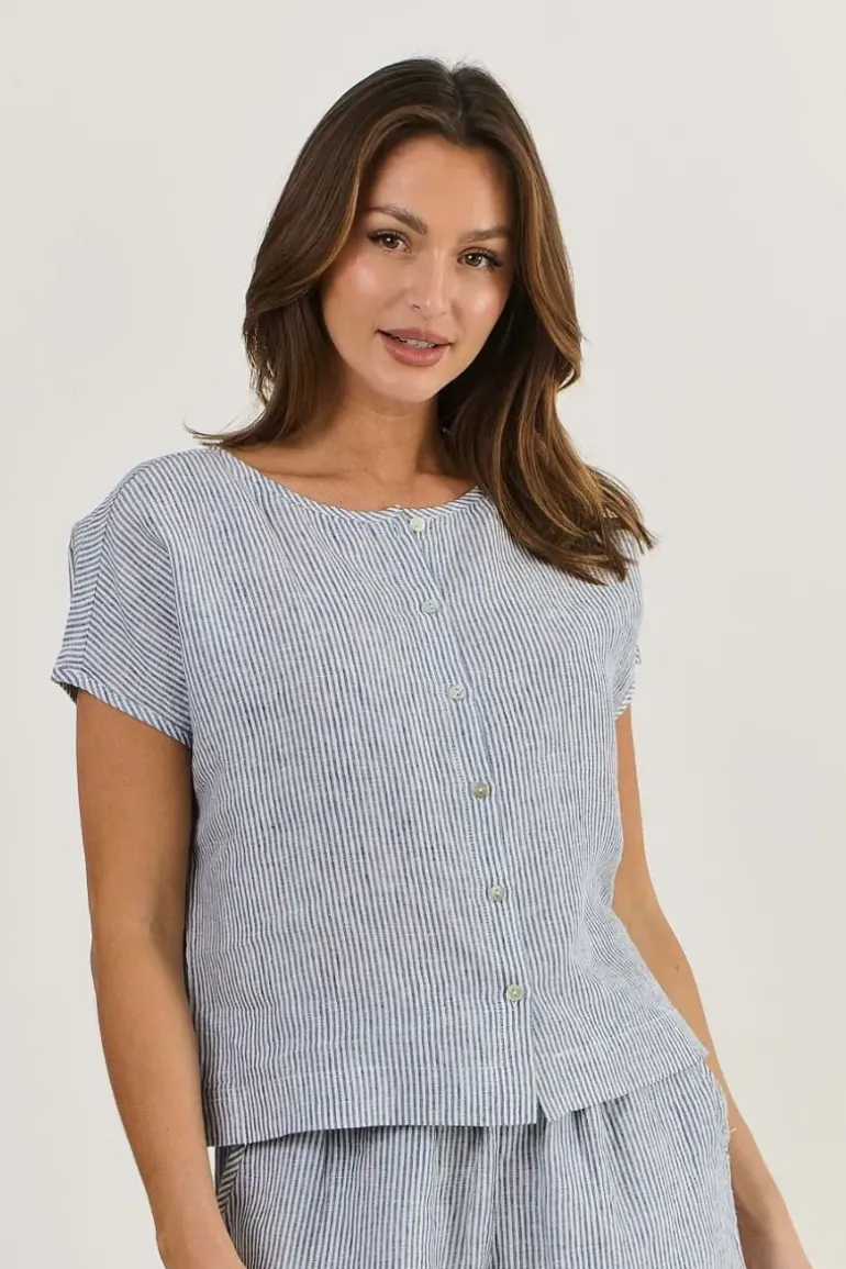 Naturals Cap Sleeve Top In Blue