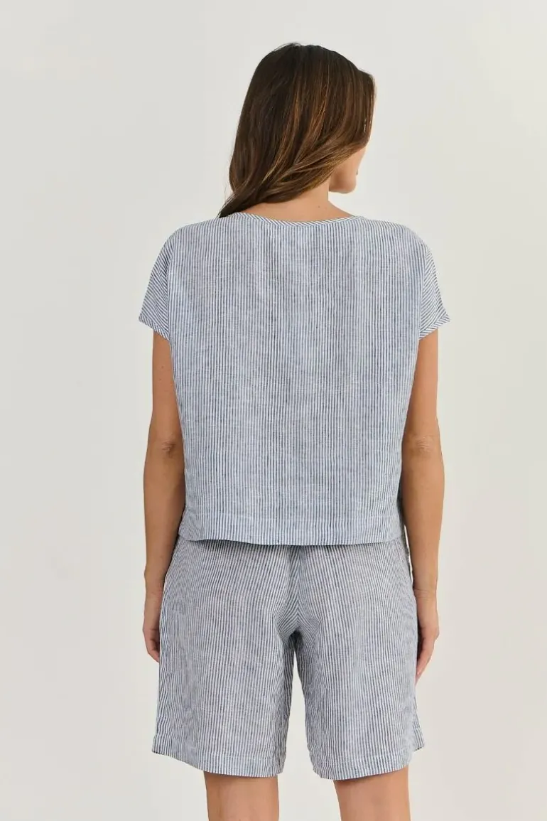 Naturals Cap Sleeve Top In Blue