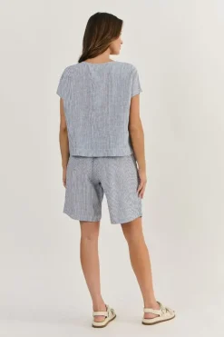 Naturals Cap Sleeve Top In Blue