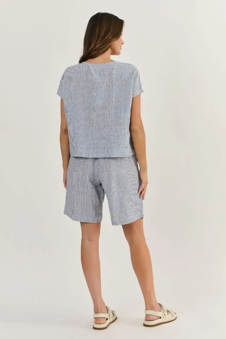 Naturals Cap Sleeve Top In Blue