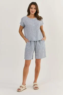 Naturals Cap Sleeve Top In Blue