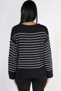 Naturals Cotton Knit Stripe Jumper In Ink