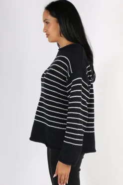 Naturals Cotton Knit Stripe Jumper In Ink