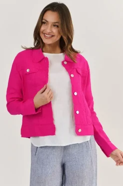 Naturals Frayed Jacket In Pink