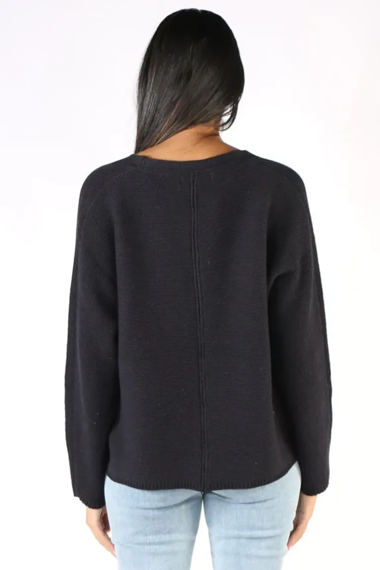 Naturals V Neck Jumper In Ink
