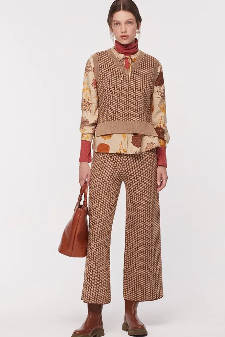 Nice Things Double Knit Jacquard Trousers In Check