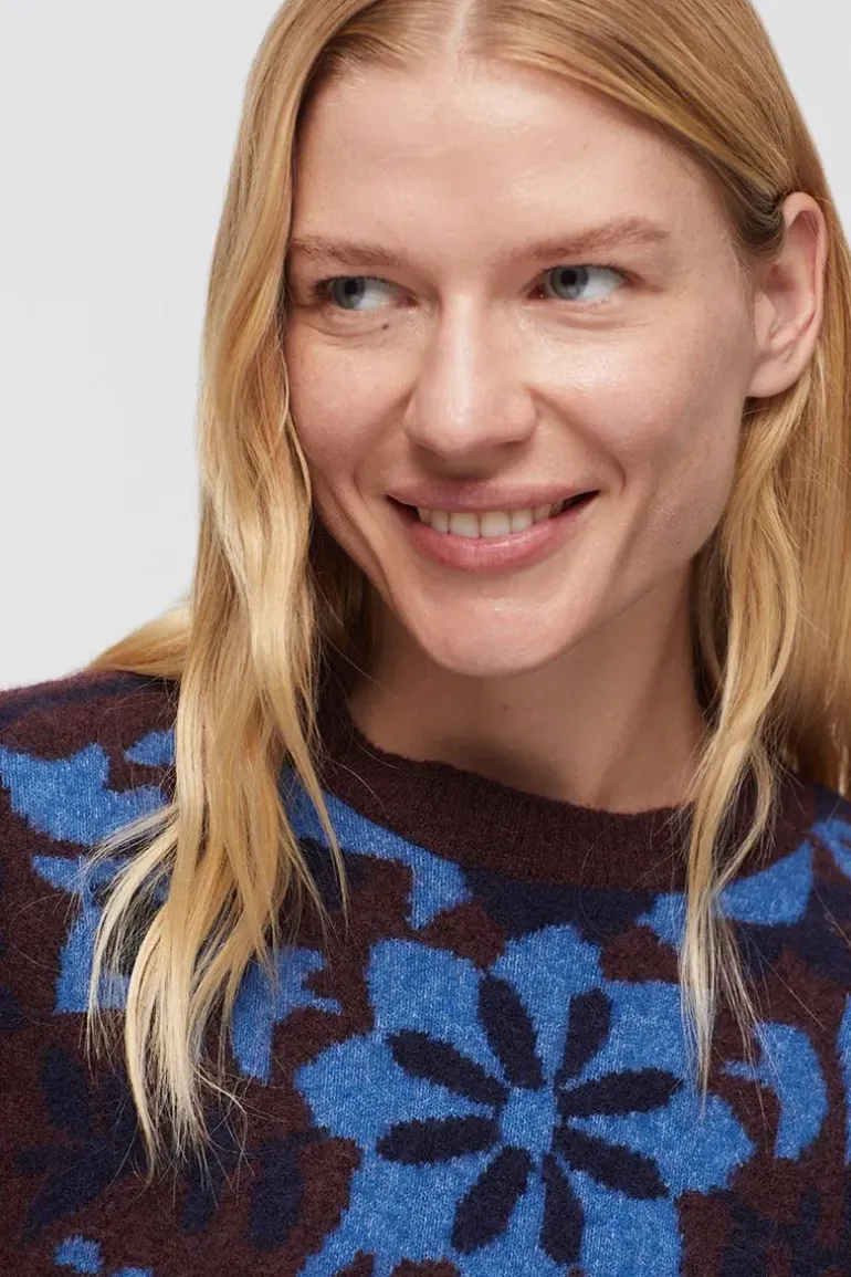 Nice Things Flores Folk Jumper In Brown
