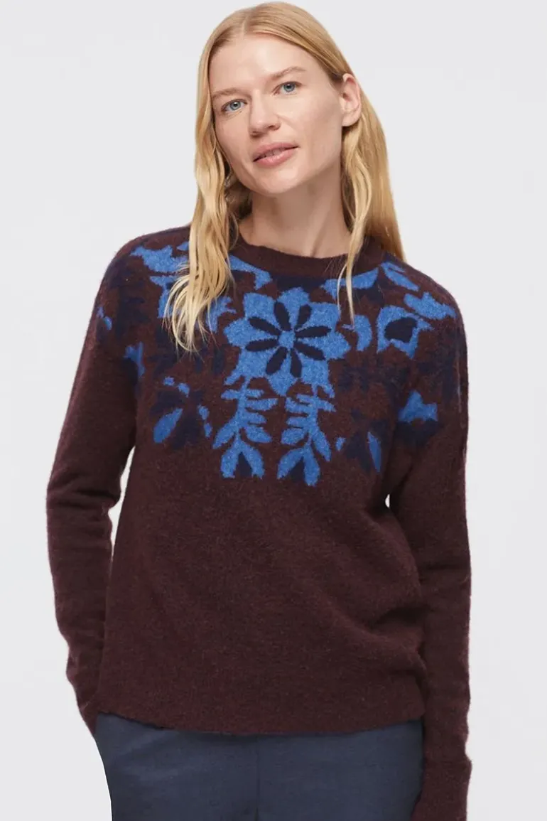 Nice Things Flores Folk Jumper In Brown