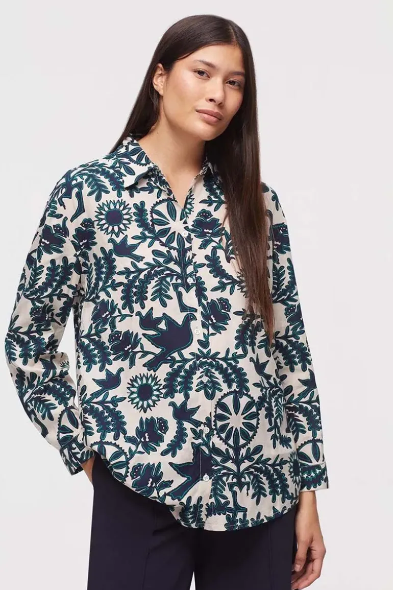 Nice Things Folkish Crinkle Shirt In Print