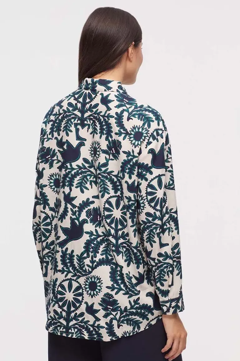 Nice Things Folkish Crinkle Shirt In Print