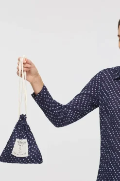 Nice Things Spotted Crinkle Shirt In Navy